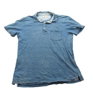 Faherty Brand Men's Blue Chambray Short Sleeve Polo Shirt Size L